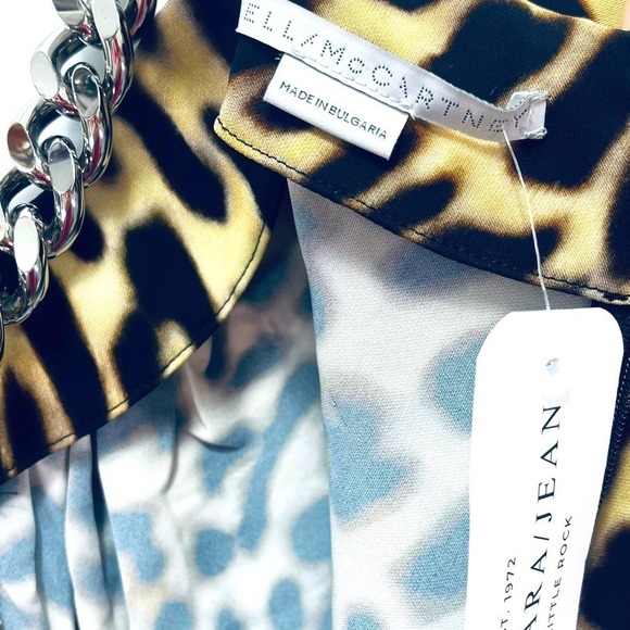 Stella McCartney NWT Chain-Embellished Leopard Print Draped Falabella Dress S - Picture 13 of 16